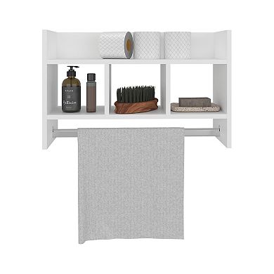 Dell Wall Shelf with Towel Bar, 2 Shelves