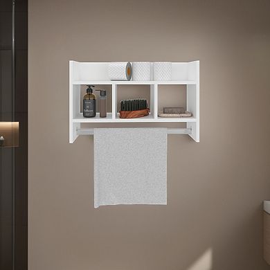 Dell Wall Shelf with Towel Bar, 2 Shelves