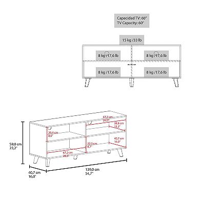 DEPOT E-SHOP Leary Tv Stand, 1 Door, 3 Shelves, Black Wengue