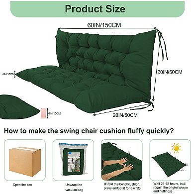 60in Outdoor Swing Replacement Cushion, Patio Furniture Cushions for Porch, Garden, Loveseat Glider