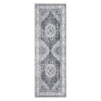 Machine Washable Area Rug Vintage Design Low Pile Easy Clean