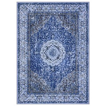 Machine Washable Area Rug Vintage Design Low Pile Easy Clean