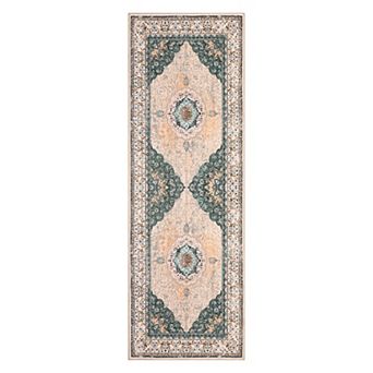 Machine Washable Area Rug Vintage Design Low Pile Easy Clean