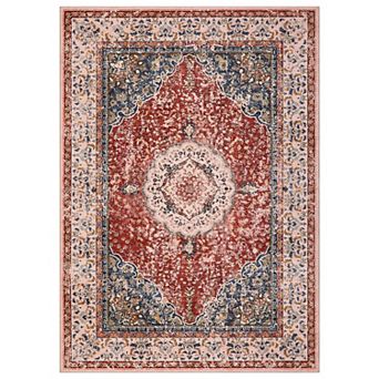 Machine Washable Area Rug Vintage Design Low Pile Easy Clean