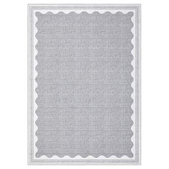 Modern Scalloped Edge Area Rug Machine Washable Vacuum Clean Ultra Thin Mat for Dining Room