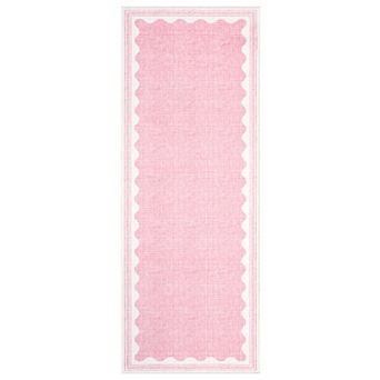 Modern Scalloped Edge Area Rug Machine Washable Vacuum Clean Ultra Thin Mat for Dining Room