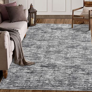 Modern Textured Area Rug Ultra Thin Low Pile Machine Washable Floor Cover for Kitchen Living Room
