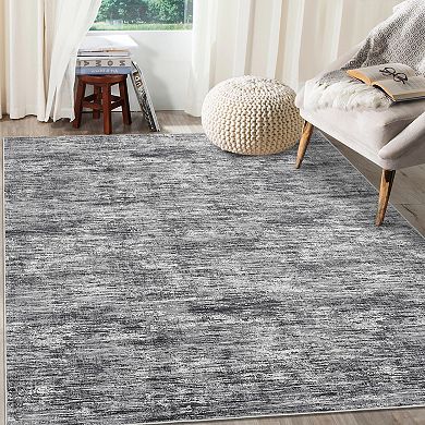 Modern Textured Area Rug Ultra Thin Low Pile Machine Washable Floor Cover for Kitchen Living Room