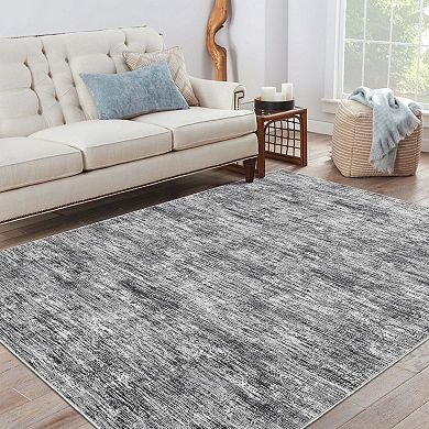 Modern Textured Area Rug Ultra Thin Low Pile Machine Washable Floor Cover for Kitchen Living Room