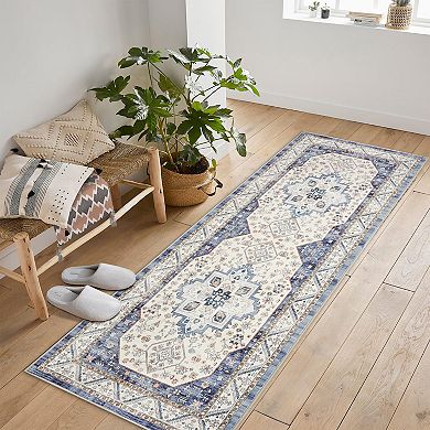 Easy Care Vintage Rug Non Slip Rubber Back for Kitchen Bedroom Office