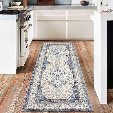 Easy Care Vintage Rug Non Slip Rubber Back for Kitchen Bedroom Office