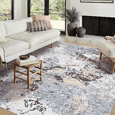 Boho Modern Washable Rug Non-Skid Backing, Stain Resistant, Perfect for Kids, Pets & High Traffic