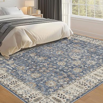 Boho Modern Washable Rug Non-Skid Backing, Stain Resistant, Perfect for Kids, Pets High Traffic