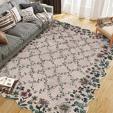 Floral Area Rugs Non Slip Soft Ultra-Thin Indoor Boho Rug