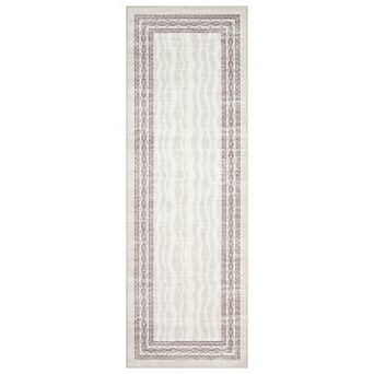 Modern Bordered Print Area Rugs for Living Room Bedroom Contemporary Machine Washable