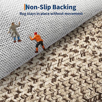 Modern Woven Area Rug Foldable Low Pile Machine Washable Carpet for Kid's Room Playroom Dining Room