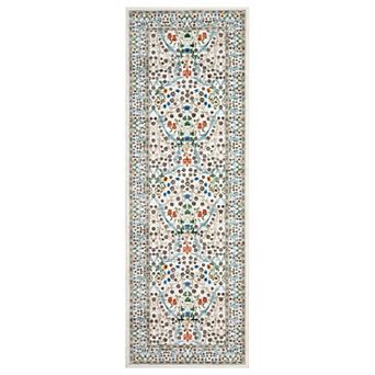 Vintage Floral Area Rug Machine Washable Non Slip Non Shedding Carpet for Laundry Living Room