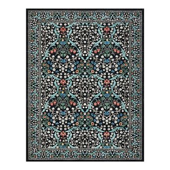 Vintage Floral Area Rug Machine Washable Non Slip Non Shedding Carpet for Laundry Living Room