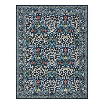 Vintage Floral Area Rug Machine Washable Non Slip Non Shedding Carpet for Laundry Living Room