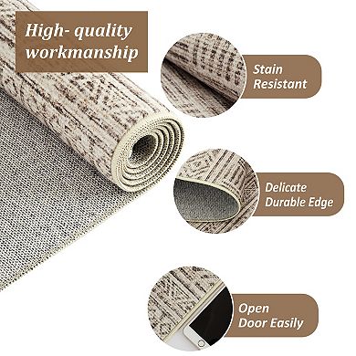 Moroccan Area Rug Distressed Design Non-Shedding Easy to Clean.