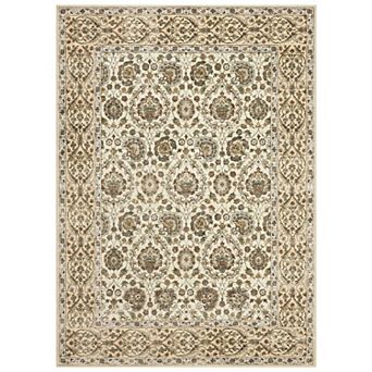 Vintage Boho Floral Machine Washable Low Pile Non Slip Stain Resistant Area Rug
