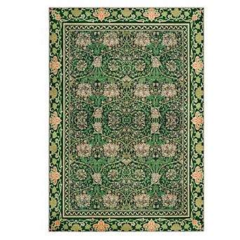 Machine Washable Non Slip Vintage Floral Low Pile Rug Stain Resistant