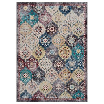 Boho Modern Washable Rug Non-Skid Backing Perfect for High Traffic