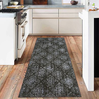 Area Rugs Non Slip Low Pile Boho Floral Small Carpet