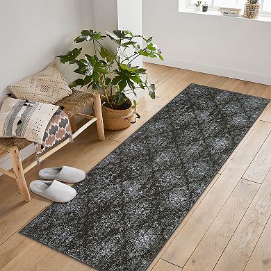 Area Rugs Non Slip Low Pile Boho Floral Small Carpet