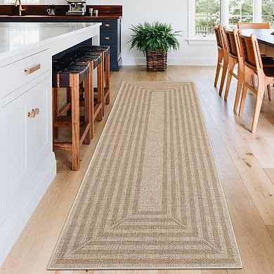 Modern Washable Jute Rug Non Slip Geometric Indoor Carpet for Kitchen Bedroom