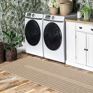 Modern Washable Jute Rug Non Slip Geometric Indoor Carpet for Kitchen Bedroom