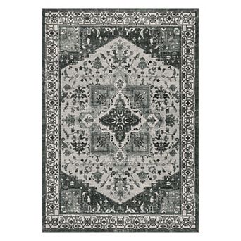 Vintage Floral Boho Area Rug Low Pile Machine Washable and Non Slip