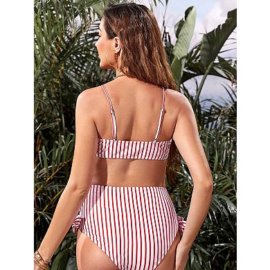 Women's Maternity Striped Bikini Set Two Piece Swimsuit
