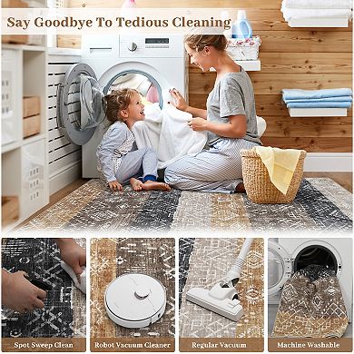 Boho Area Rug Non Slip Foldable Machine Washable Non Shedding Floor Cover for Living Room Bedroom