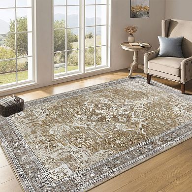 Area Rugs Machine Washable Non Slip Vintage Retro Rugs Low Pile Rug