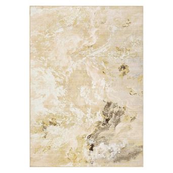 Abstract Pattern Low Pile Rug Machine Washable Stain Resistant Non Slip