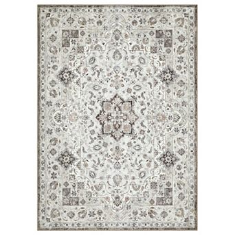 Vintage Boho Floral Washable Non Slip Low Pile Area Rug