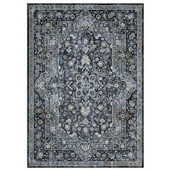 Vintage Boho Floral Washable Non Slip Low Pile Area Rug