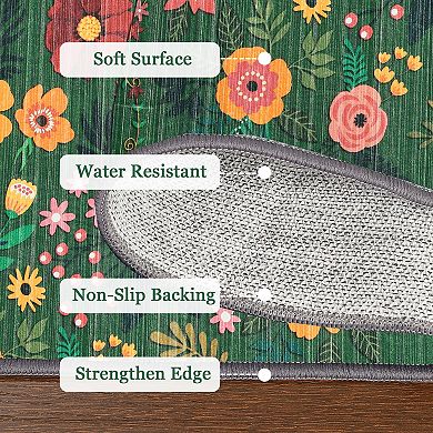 Floral Area Rugs Soft Print Boho Carpet Non Slip Low Pile Indoor Rugs
