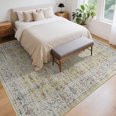 Easy Care Vintage Rug Non Slip Rubber Back, Fade Resistant Polyester, for Kitchen Bedroom Office