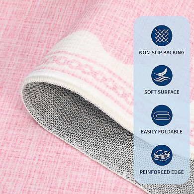 Modern Scalloped Edge Area Rug Machine Washable Vacuum Clean Ultra Thin Mat for Dining Room