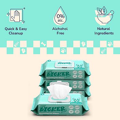Biodegradable Hydrating Hypoallergenic Unscented Dog Grooming Wipes with Aloe Vera