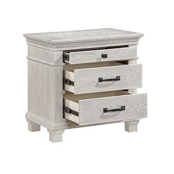 New Classic Furniture Silver Sands Wood 3-Drawer Nightstand