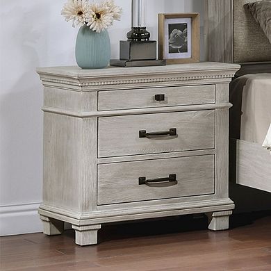New Classic Furniture Silver Sands Wood 3-Drawer Nightstand