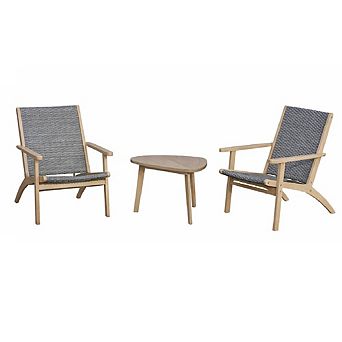 New Classic Furniture Radius 3 pc Wood and Wicker Patio Set