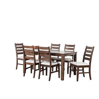 New Classic Furniture Pascal 59 Retangular Wood Dining Set with 6 Chairs