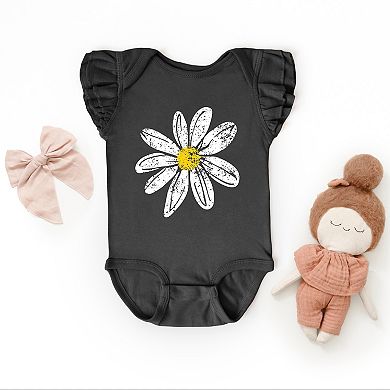 Daisy Distressed - Baby Flutter Sleeve Bodysuit