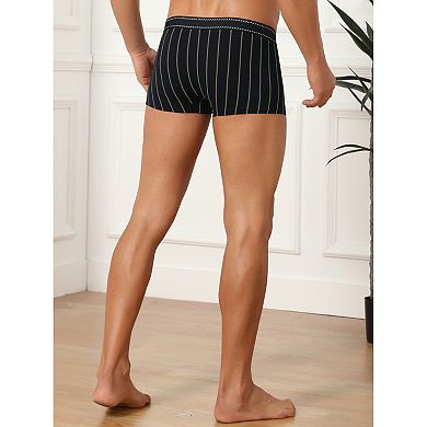 2 Packs Striped Brief for Men's Stretch Waistband Comfortable Mid-Waisted Boxer Underwear