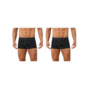 2 Packs Striped Brief for Men's Stretch Waistband Comfortable Mid-Waisted Boxer Underwear