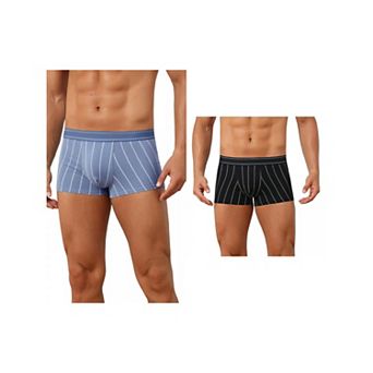 2 Packs Striped Brief for Men's Stretch Waistband Comfortable Mid-Waisted Boxer Underwear